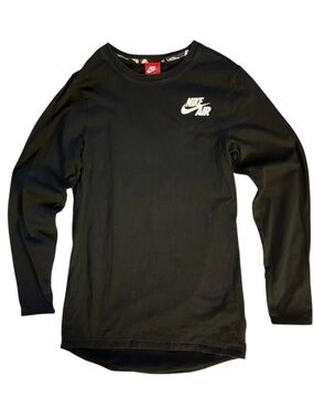 Nike Air Men’s Black Long Sleeve Big Logo T Shirt Size Small Crew Neck